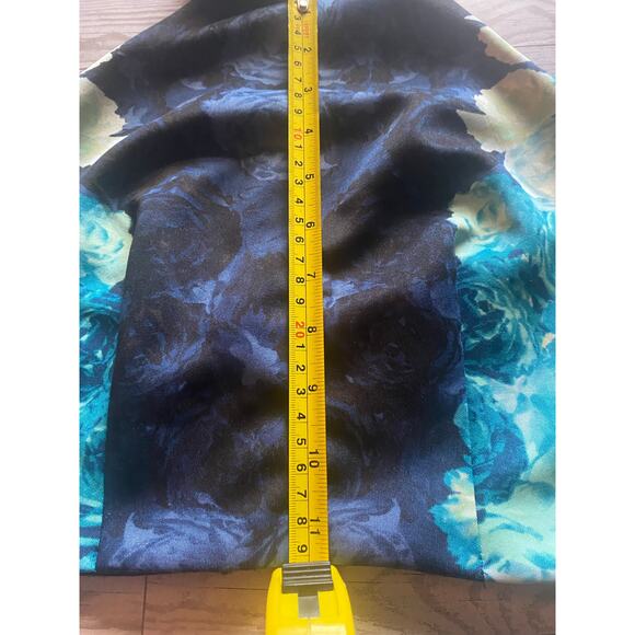 Teeze Me Floral 2pc Halter Top & High Low Skirt Set Blue Roses Formal Prom Dress - Picture 5 of 12